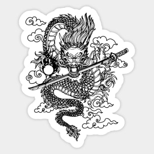 Black and White Chinese Dragon Sticker